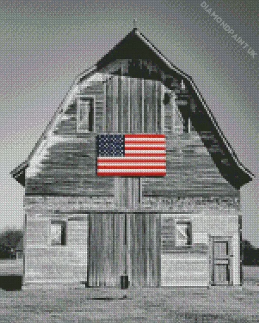 Barn With American Flag Diamond Painting