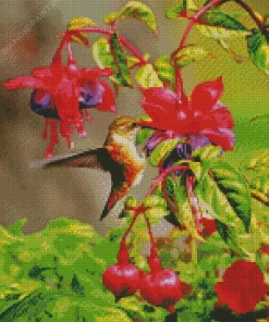 Bird On Flowers Diamond Painting