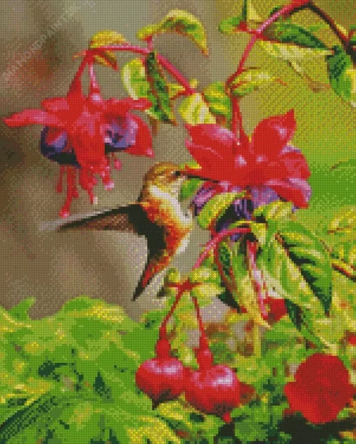 Bird On Flowers Diamond Painting