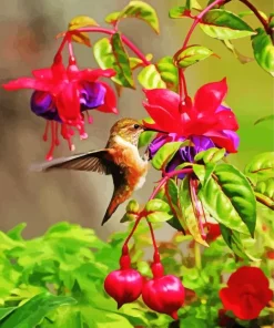 Bird On Flowers Diamond Painting