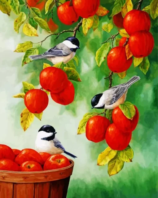 Birds Apple Tree Diamond Painting