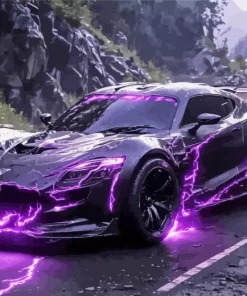 Black And Purple Car Diamond Painting