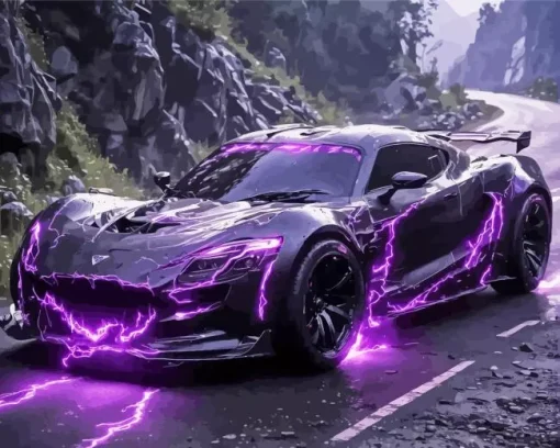 Black And Purple Car Diamond Painting