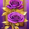 Black And Purple Flowers Diamond Painting