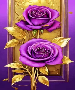 Black And Purple Flowers Diamond Painting