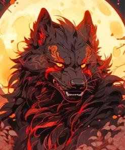 Black And Red Werewolf Diamond Painting