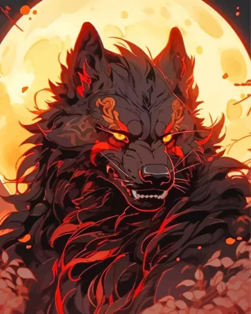 Black And Red Werewolf Diamond Painting