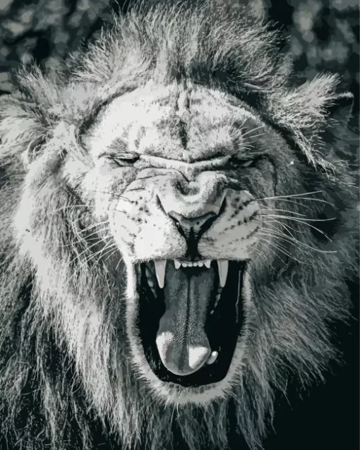 Black And White Lion Diamond Painting