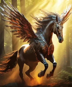 Black Horse With Wings Diamond Painting