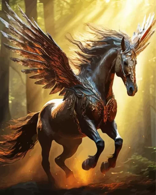 Black Horse With Wings Diamond Painting