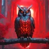 Black Owl With Red Eyes Diamond Painting