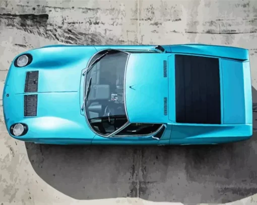 Blue Lamborghini Miura Car Diamond Painting