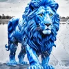 Blue Lion Animal Diamond Painting