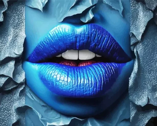 Blue Lips Diamond Painting