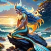 Blue Merman Diamond Painting