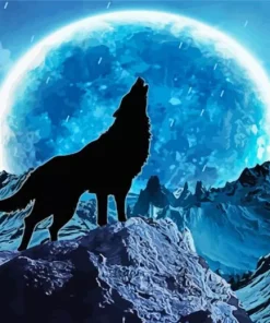 Blue Moon Wolf Diamond Painting