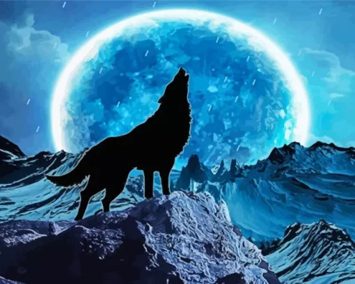 Blue Moon Wolf Diamond Painting