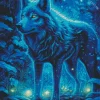 Blue Neon Wolf Diamond Painting