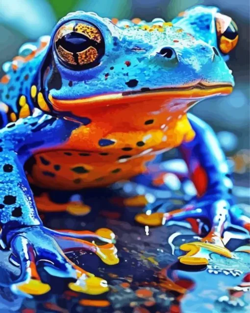 Blue Orange Frog Diamond Painting