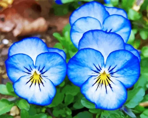 Blue Pansy Flowers Diamond Painting