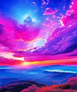 Blue Pink And Purple Sunset Diamond Painting