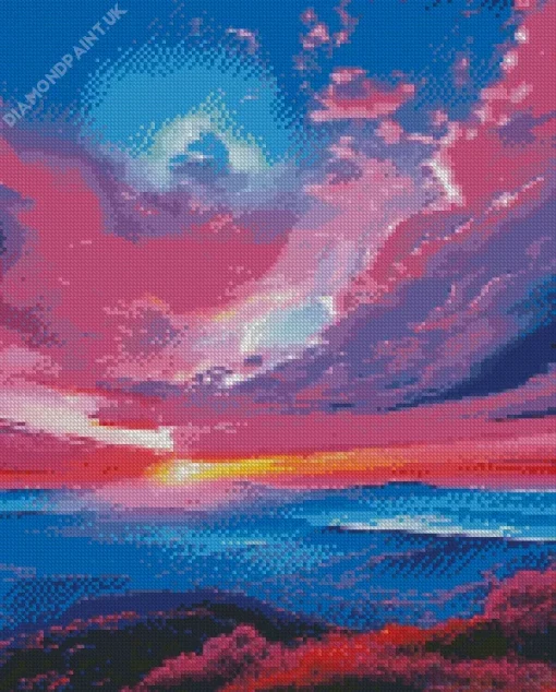 Blue Pink And Purple Sunset Diamond Painting