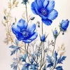 Blue Poppies Flowers Diamond Painting