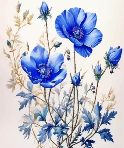 Blue Poppies Flowers Diamond Painting