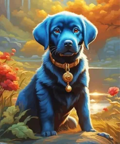 Blue Puppy Diamond Painting