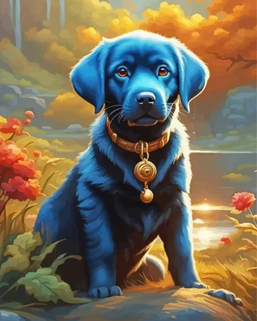 Blue Puppy Diamond Painting