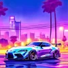 Blue Purple Car Diamond Painting