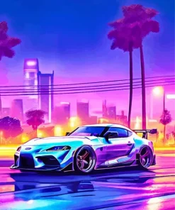 Blue Purple Car Diamond Painting