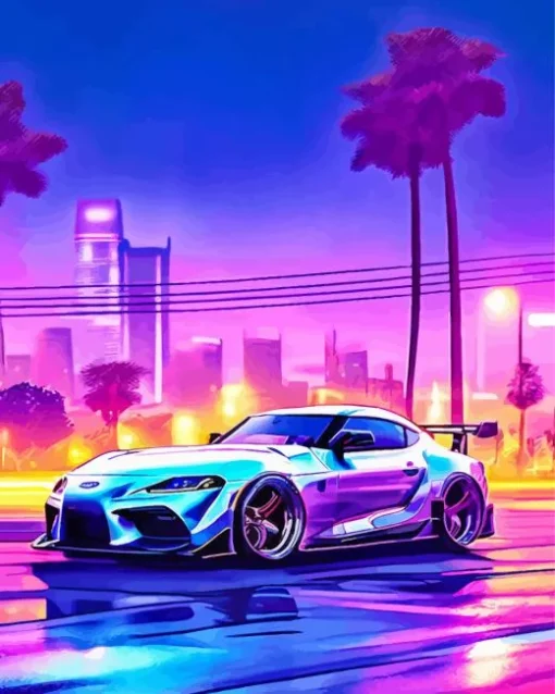 Blue Purple Car Diamond Painting