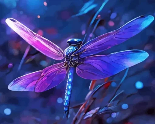 Blue Purple Dragonfly Diamond Painting