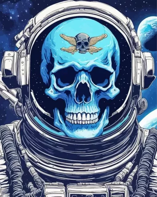 Blue Skull Astronaut Diamond Painting