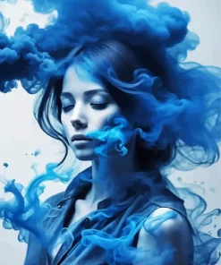 Blue Smoke Girl Diamond Painting