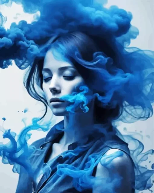 Blue Smoke Girl Diamond Painting