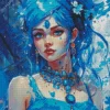 Blue Splatter Girl Diamond Painting