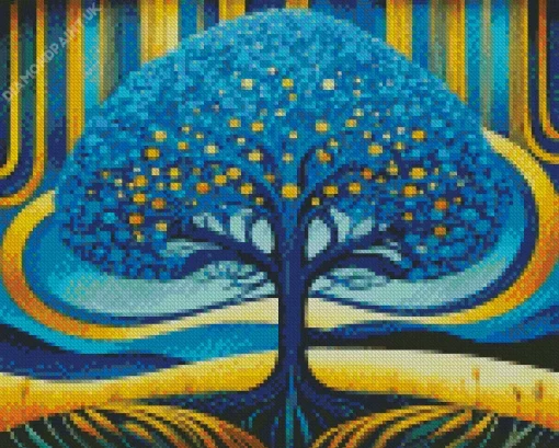 Blue Tree Diamond Painting