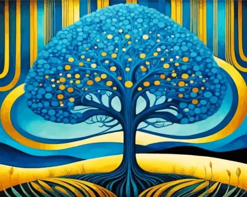 Blue Tree Diamond Painting