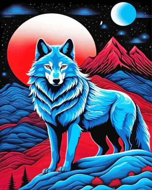 Blue Wolf Art Diamond Painting