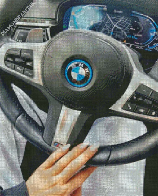 Bmw Steering Wheel With Hand Diamond Painting