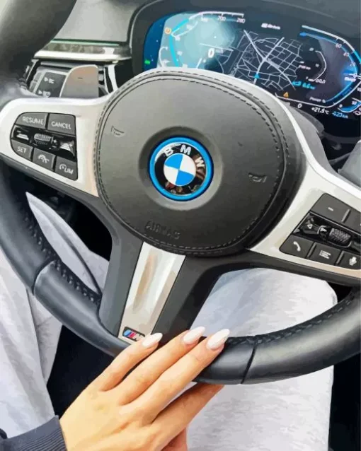 Bmw Steering Wheel With Hand Diamond Painting