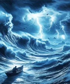 Boat In Storm Diamond Painting