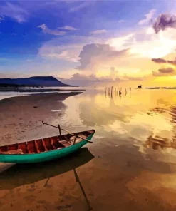 Boat On Beach Diamond Painting