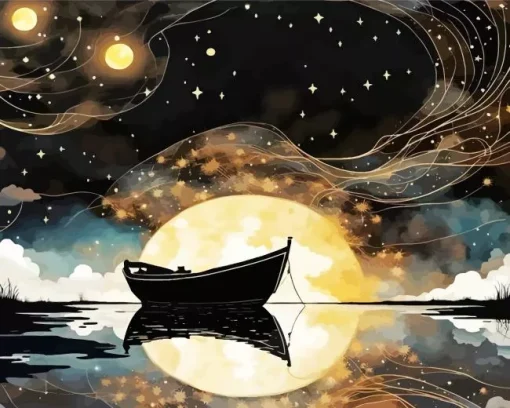 Boat Silhouette Diamond Painting