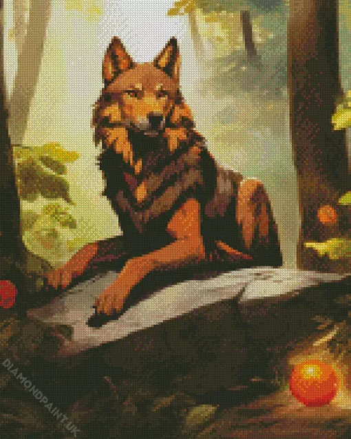 Brown Wolf Diamond Painting