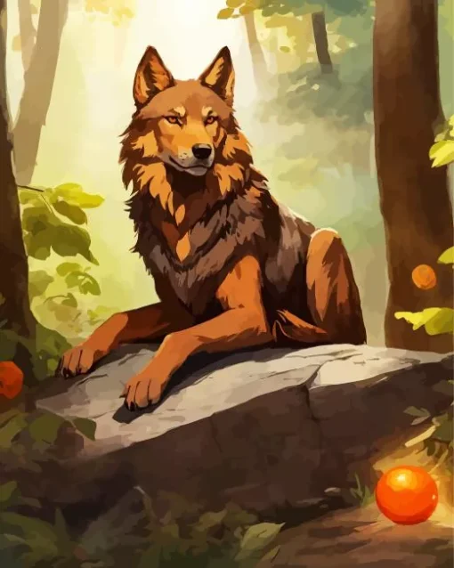 Brown Wolf Diamond Painting