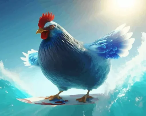 Chicken Surfing Diamond Painting