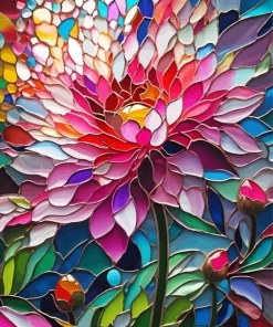 Cool Flower Stained Glass Art Diamond Painting